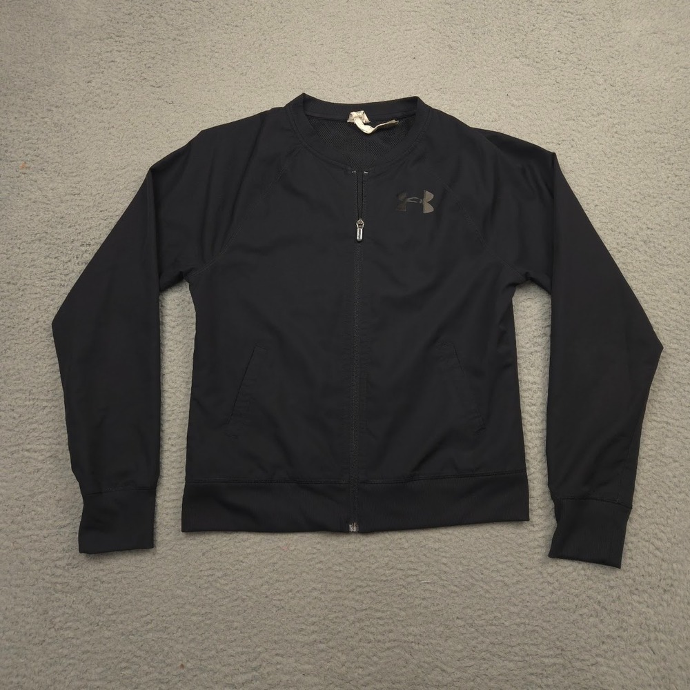 Under Armour Womens Small Black Full Zip Athletic Jacket Lightweight 2015‎